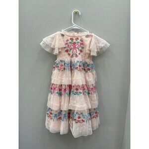 Mini Boden EmbroidMini Boden Embroidered Pink Tulle Layered Long Dress 2/3 Years